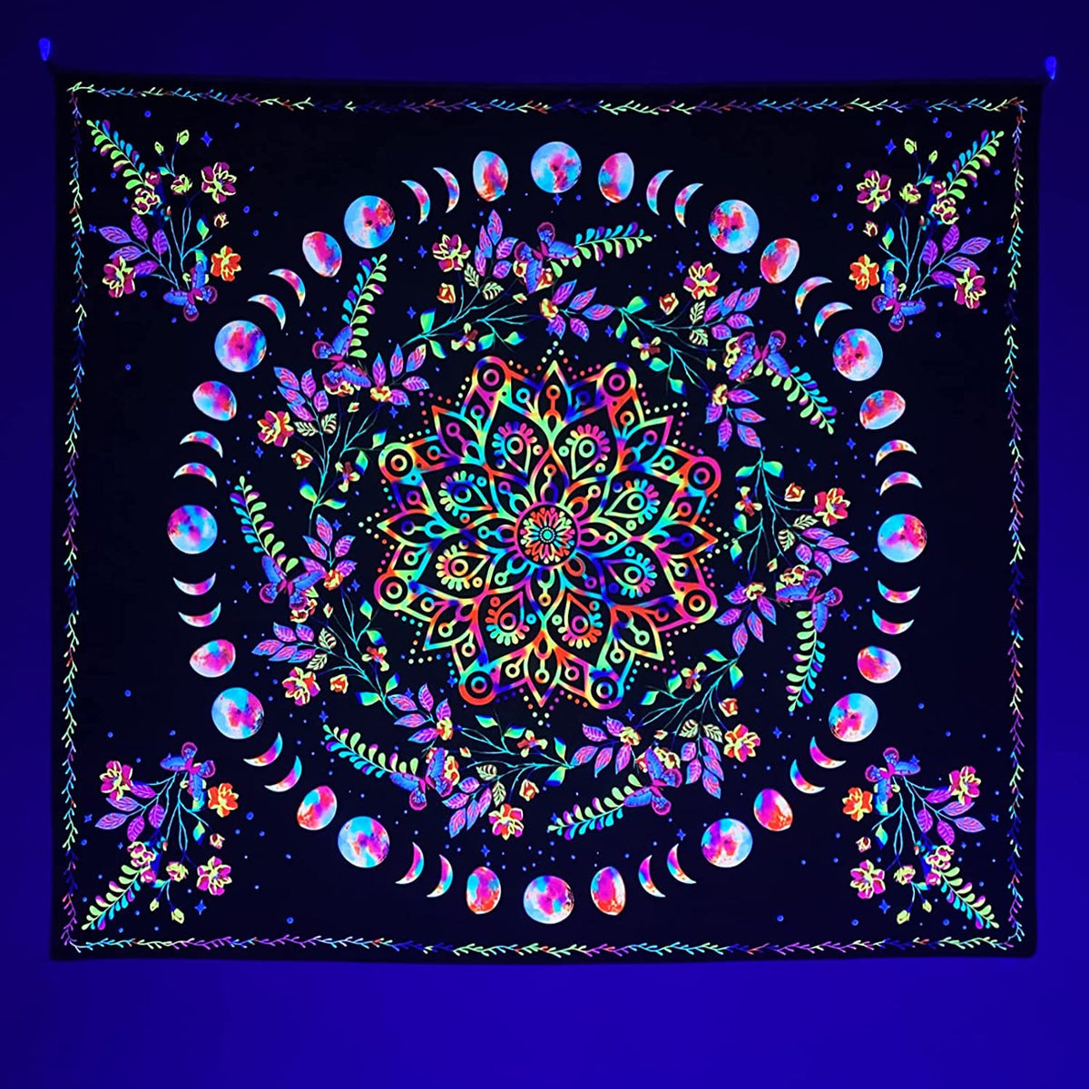 UV Glow Zodiac Skull Tapestry for Bedroom Decor