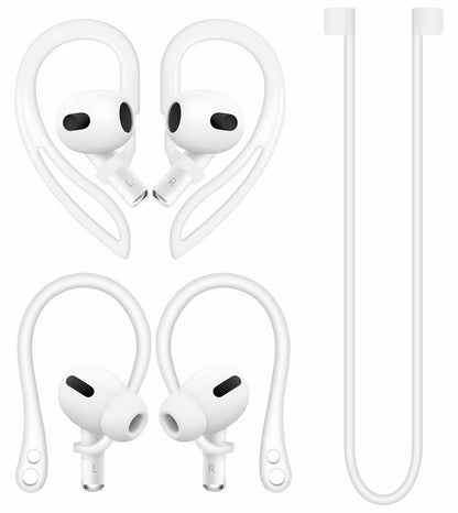A-Focus Anti-Slip Kit for AirPods 4 3rd 2 1 / Pro 2nd Replacement Adjustable Ear Hooks Ergonomic Design Tips Silicone Strap Add Grip Sports Earbuds Accessories Eartip for AirPods Pro 2nd 1st White