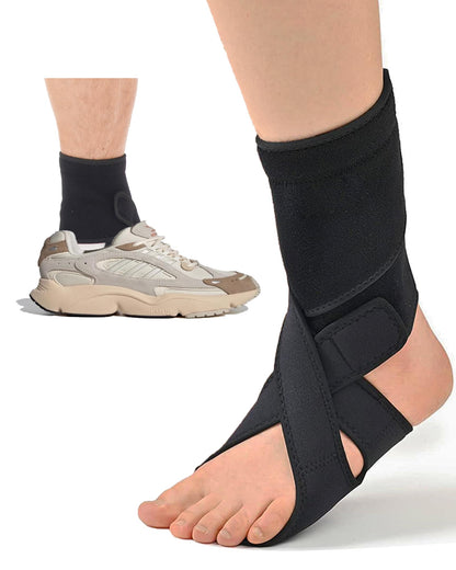 Furlove Drop Foot Brace AFO Foot Drop Brace for Walking Drop Foot Brace with Shoes Soft Night Splint for Foot Drop Foot Drop Brace for Sleeping Adjustable Ankle Brace (Left Black)