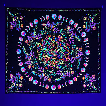 UV Glow Zodiac Skull Tapestry for Bedroom Decor